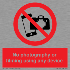No photography or filming using any device
